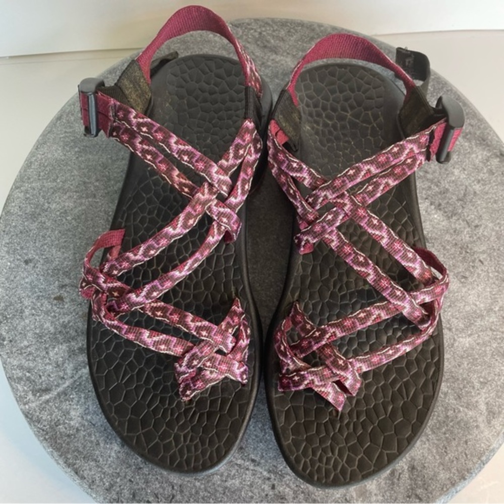 💛 Chaco Z Cloud X2 Black And Purple Pink Strappy Sandals - Picture 3 of 12